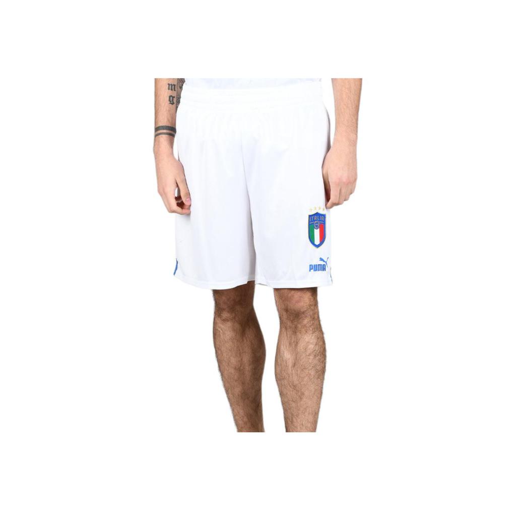 Puma Solid Color Logo Embroidered Micro Badge Sports Straight Leg Football Shorts Italy Team Men Shorts White 765668-08