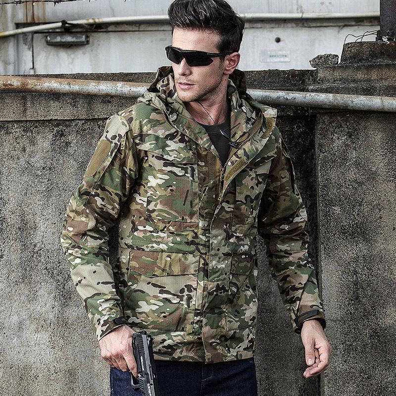 Jacke Camouflage Jacke Herren Trenchcoat Herbst Winter Windjacke Kleidung Mit Kapuze Armee Feldjacke