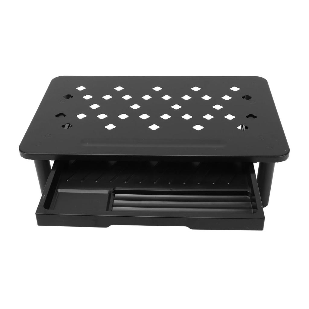 Desktop Computer Riser Stand with Drawer Vented 3 Height Metal Printer Laptop Stand Computer Storage Shelf 20KG Bearing