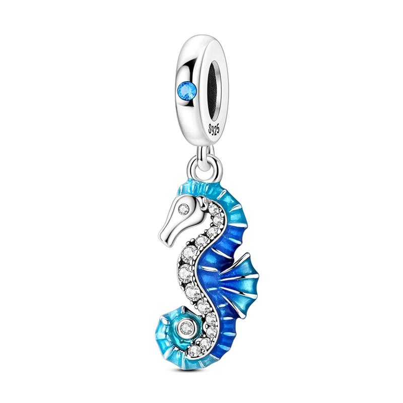 925 Silver Luminous Blue Ocean Series Octopus Starfish Charms Beads For Women Fit Bracelet DIY Jewelry Gifts