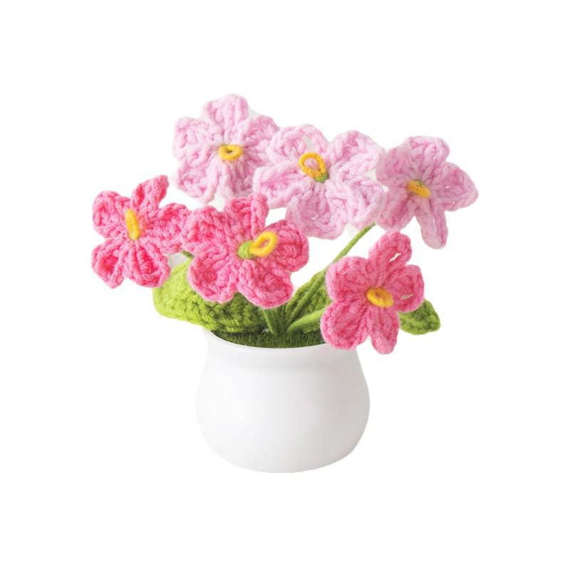 Handmade Crochet Forget-Me-Not Potted Plant Ornament – Small Flower Gift for Mother’s Day or Elderly