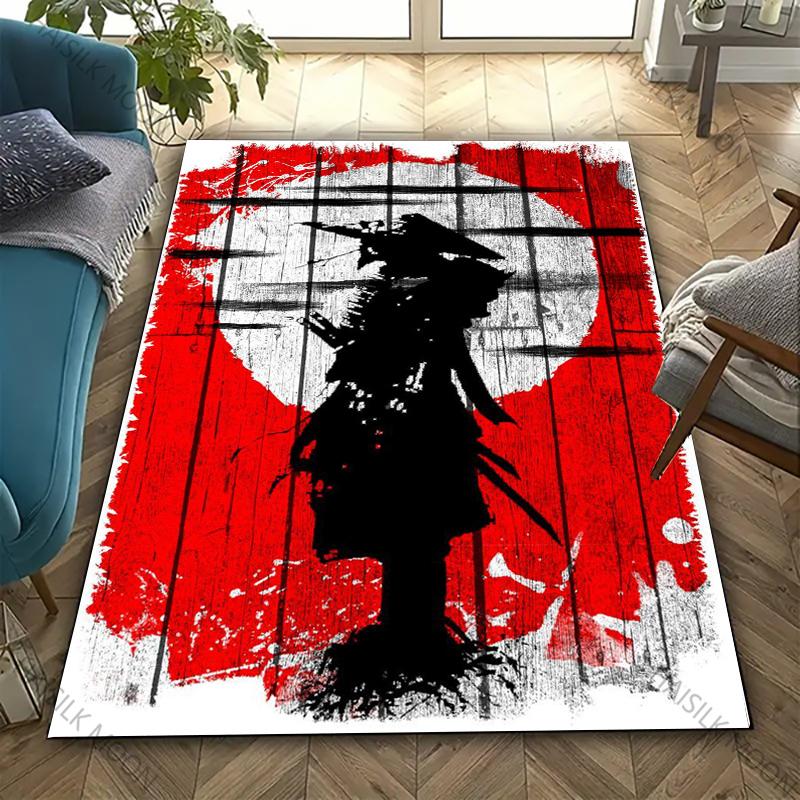 Bushido Spirit Slavnostní Samurajské Vzory Koberec Ložnice Obývací Pokoj Kancelář Velká Protiskluzová Podložka Domácí Dekorace Koberec Pěkný Dárek pro Přátele