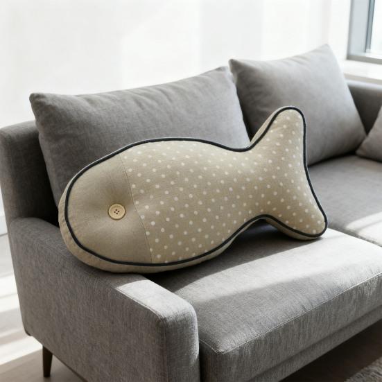 Nautical Fish Canvas Pillow Striped Fish Shape Throw Pillow Stuffed Plushie Hugging Back Cushion Sofa Bedroom Living Room Decoration