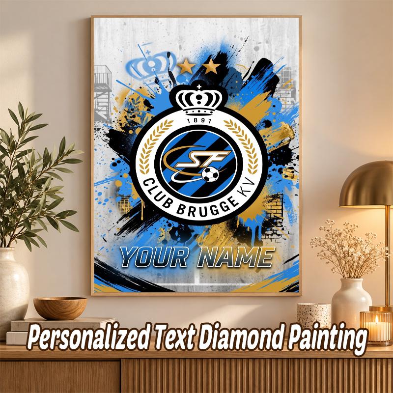 Club Brugge FC Custom Name Text 5D Diamond Painting Kit DIY Full Drill Diamond Art Decoration