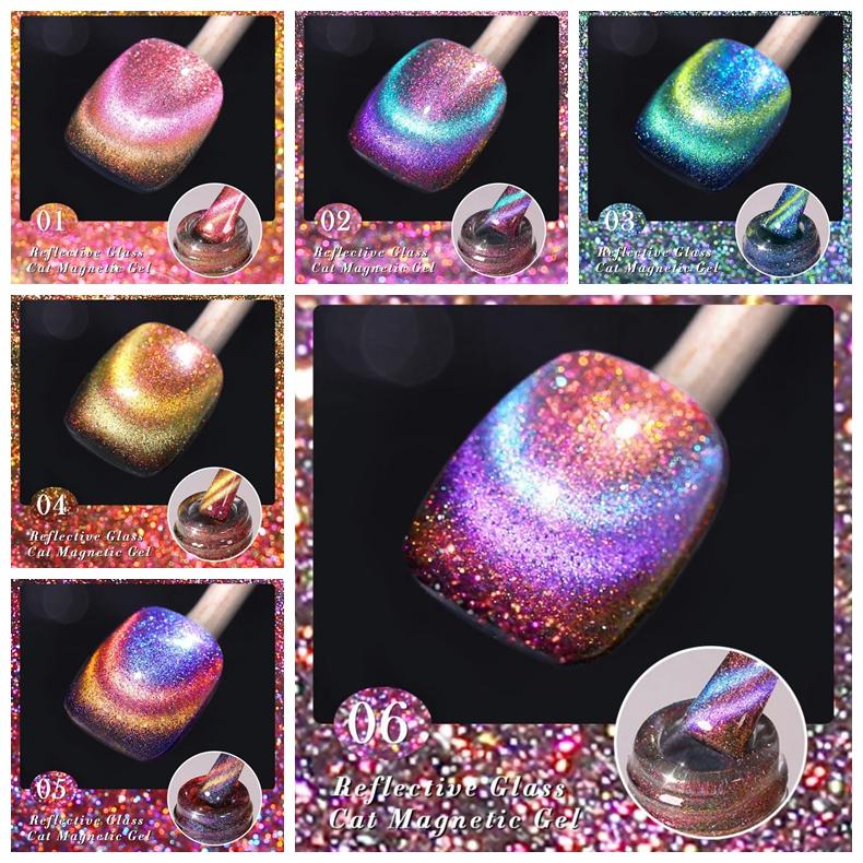 10ML 3D Effect Magnetic Cat Eye Gel Nail Polish Long Lasting Salon Quality Galaxy Firework & Shifting Sand Nail Art UV/LED Cured