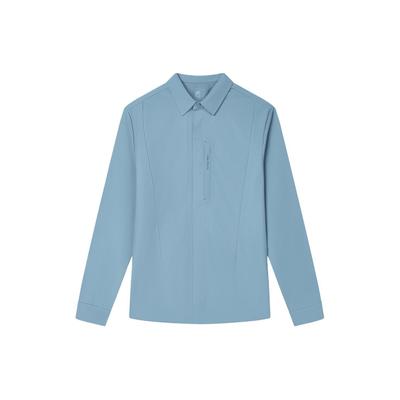 Solid Color Casual Woven Long Sleeve Shirt Men Shirts Dreamy-Blue F11M412403F-BU