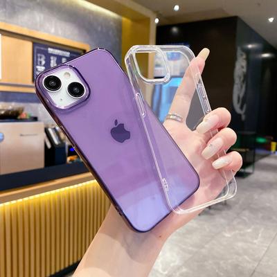 Applicable To IPhone 16 Large Hole High Transparent Mobile Phone Case Apple 14 ProMax Transparent Candy Color Soft Shell Small Fresh 15
