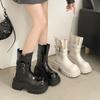 Fashion Winter Design Platform Heel Women Ankle Boots Fashion Slip On Height Increase Shoes Punk Style Short Botas De Mujer