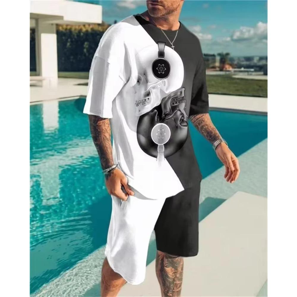 Latest Summer Men's Clothing 3D Printed Men's Fashion Sports Set Oversized Short Sleeved T-shirt Pants Set Men's T-shirt Shorts Set