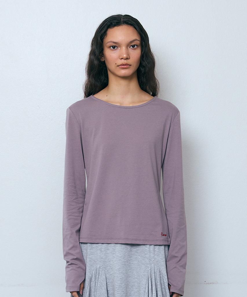 PISCESS Side Slit Long Sleeve Top_Mid Grey