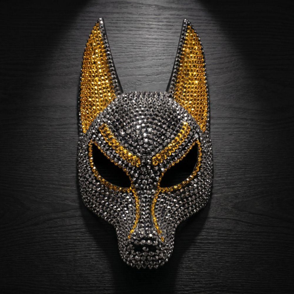 Dress Up Props Wolf Crystal Mask Luxury Design Halloween Mask Fashion Rhinestone Mask Halloween