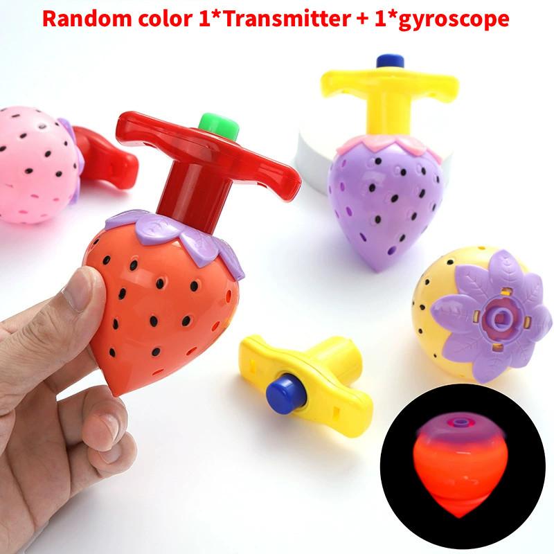 Strawberry Plastic Luminous Gyroscope Set For Kids Outdoor Toys Durable Gift