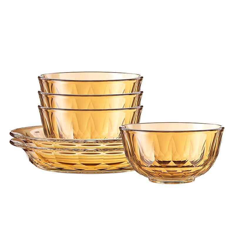 LOCK&LOCK Amber Glass Tableware Set - 6 Pieces