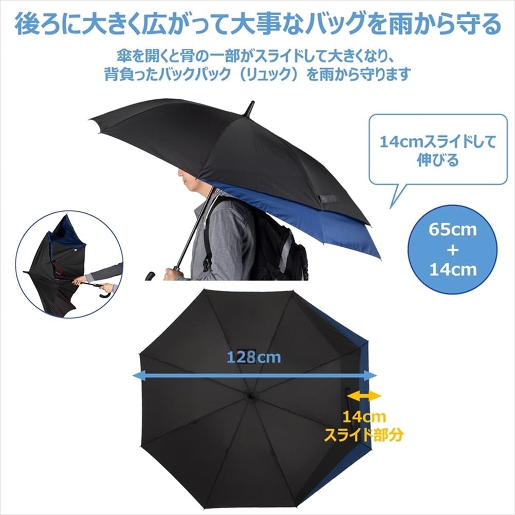 Ogawa Plášťový deštník pro super snadné sbalení a udržuje tašky 8 Žeber Japonský SUI 53272 Pánský, Černý, Odolný, Vodoodpudivý, Uložit, Suchý, 65 cm, Žebra,