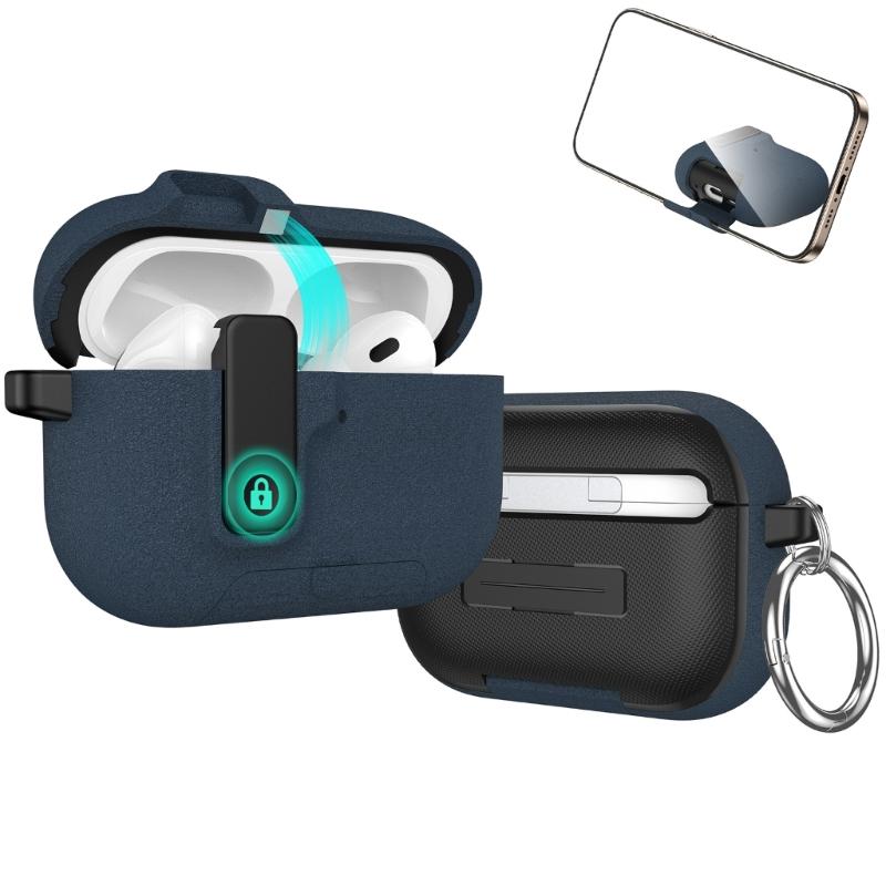 Shockproof Protective Case Phone Stand Case Magnetic Auto Lock TPU Shockproof Protective Sleeve for Wireless Earbuds