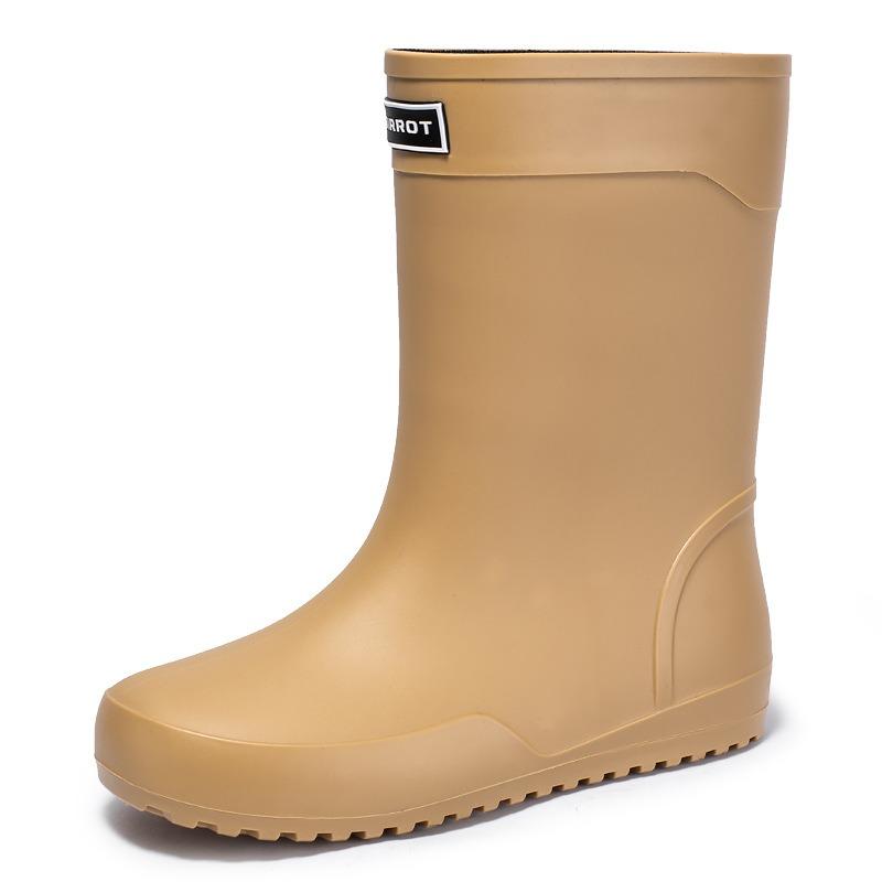 

High-grade medium tube flat-soled rain shoes men s water shoes waterproof elastic bundle fixed cotton lint rain boots waterproof rubber shoes 45