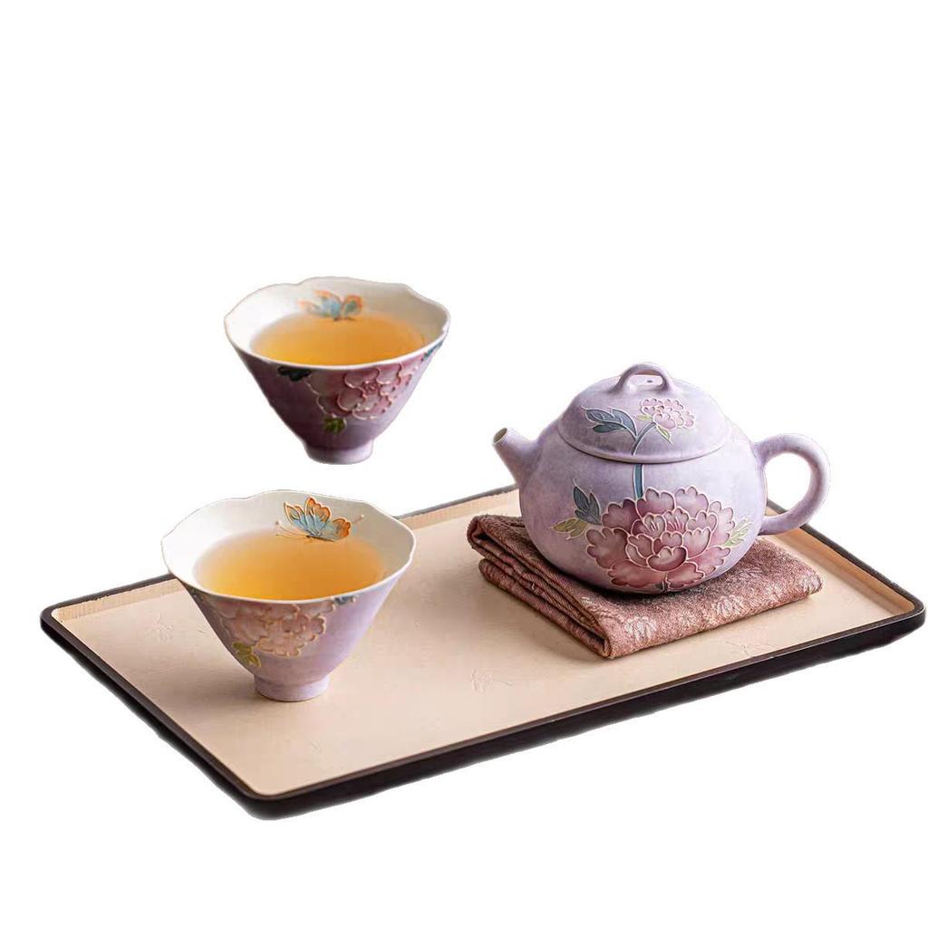 Peony Lid Bowl & Kung Fu Tea Set: Exquisite Ceramic Tea Brewing Gift Box for Friends