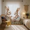 Single Panel Easter Bunny Curtain Rabbit Egg Pattern Pole Window Kids Room Spring Decor With Light Filtering Polyester