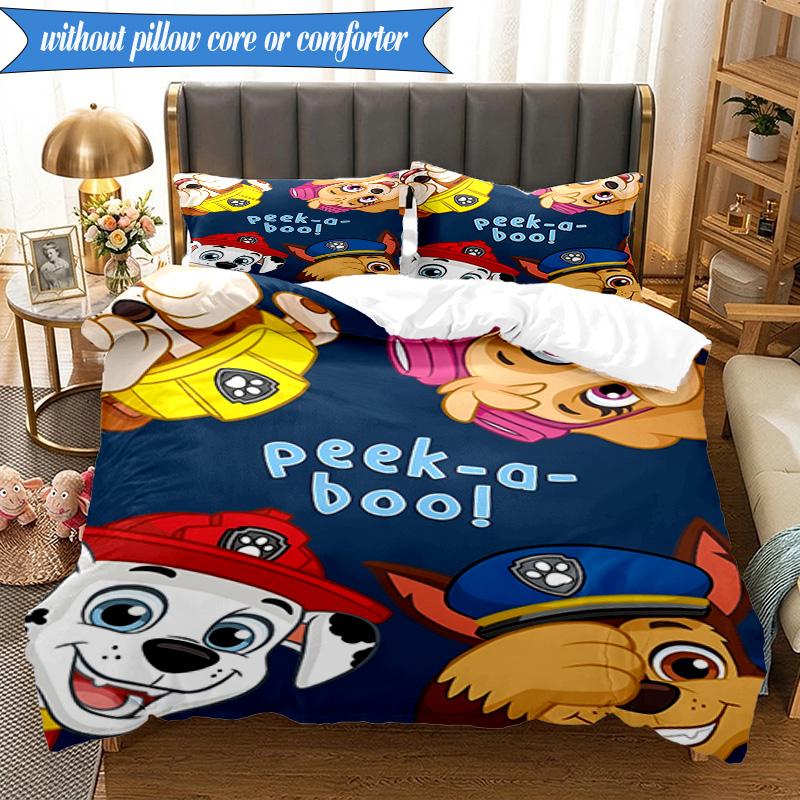 3PCS Paw Patrol: Heroic Rescue Bedding Set 2D Printing (Includes 1 Duvet Cover + 2 Pillowcases Coreless), Bedroom decor,Fan gift