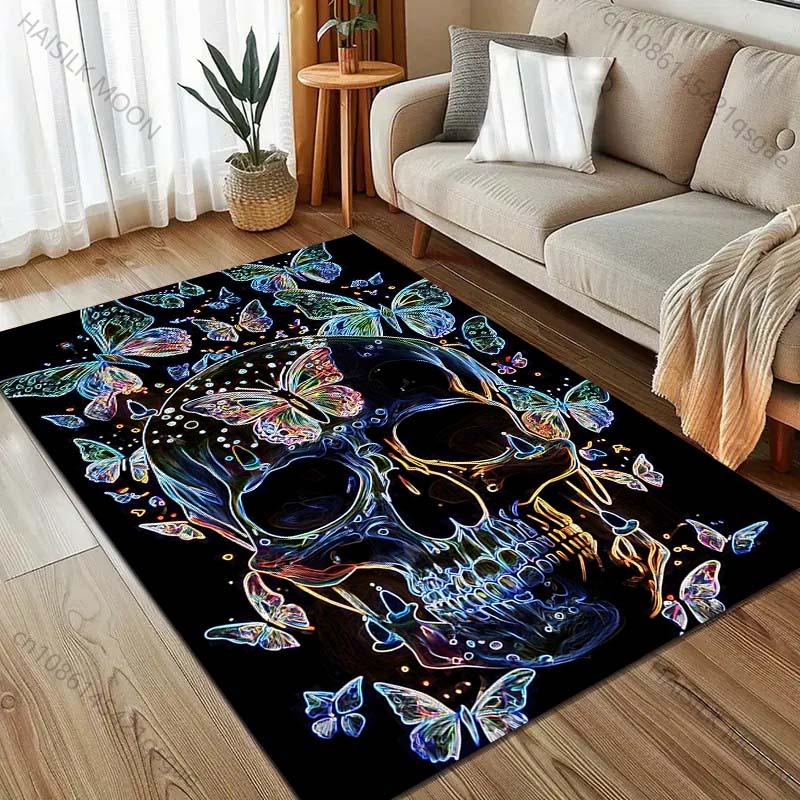 Fantasy Butterflies and Skulls Print for Carpet Living Room Bedroom Bedside Floor Mat Home Decor Sofa Room Area Rug