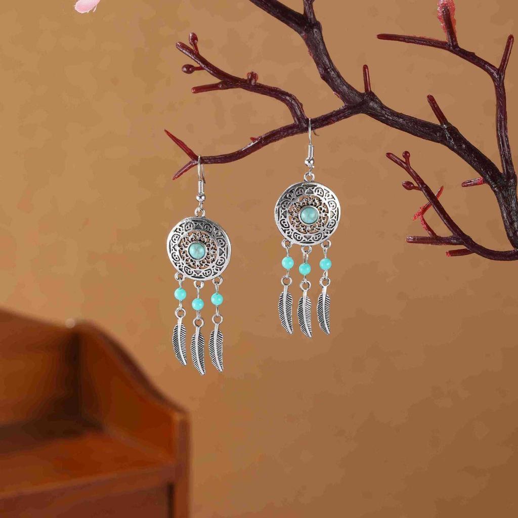 European, American Bohemian Ethnic Style Stud Earrings, Long Fringed Metal Earrings, Fashionable Exotic Style Earrings