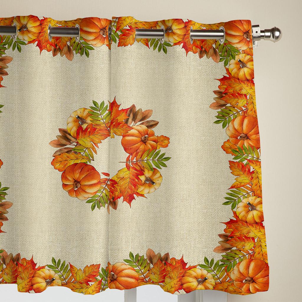Schlafzimmer Küchenvorhang Erntedank Herbst Kürbis Ahornblatt Fenstervorhänge Vorhänge für Wohnzimmer Dekorative Artikel