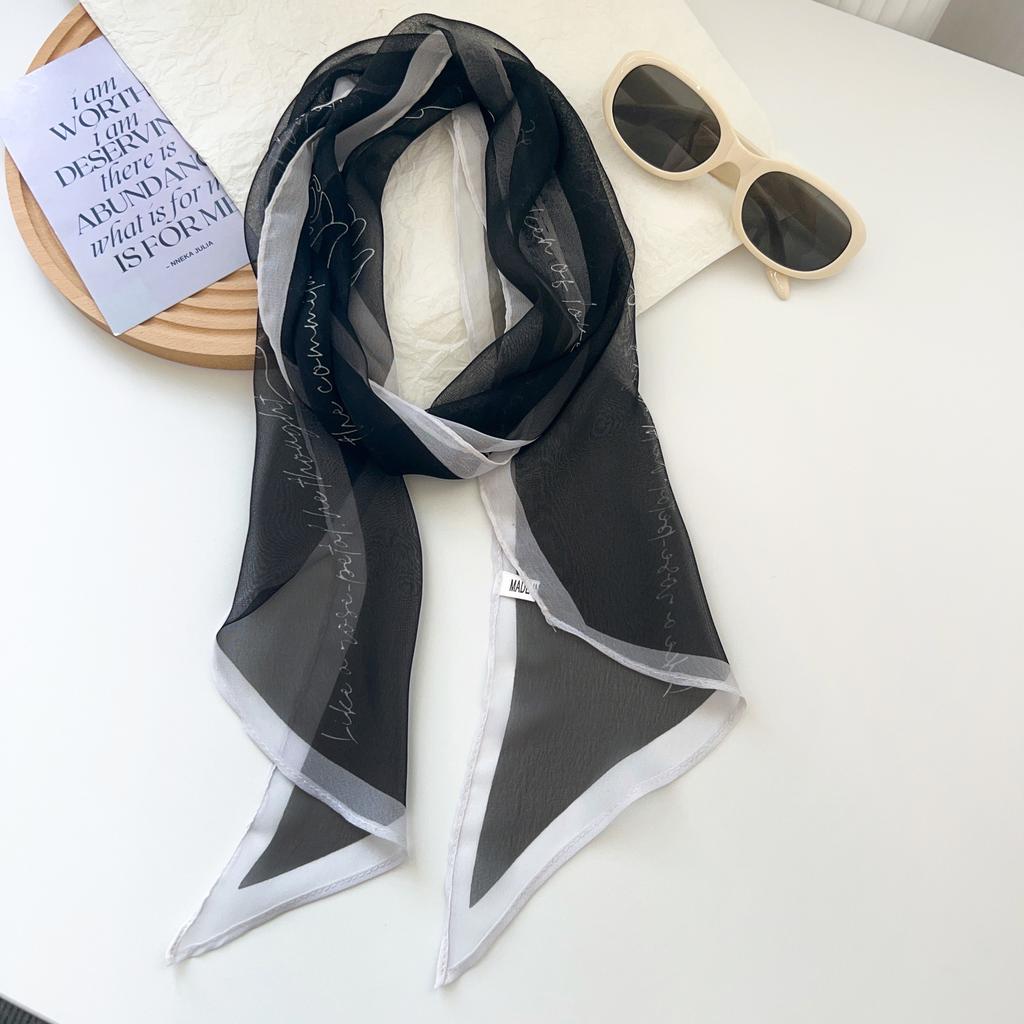 French retro silk scarf summer thin versatile fashion high sense neck long streamer scarf tied hair silk scarf women