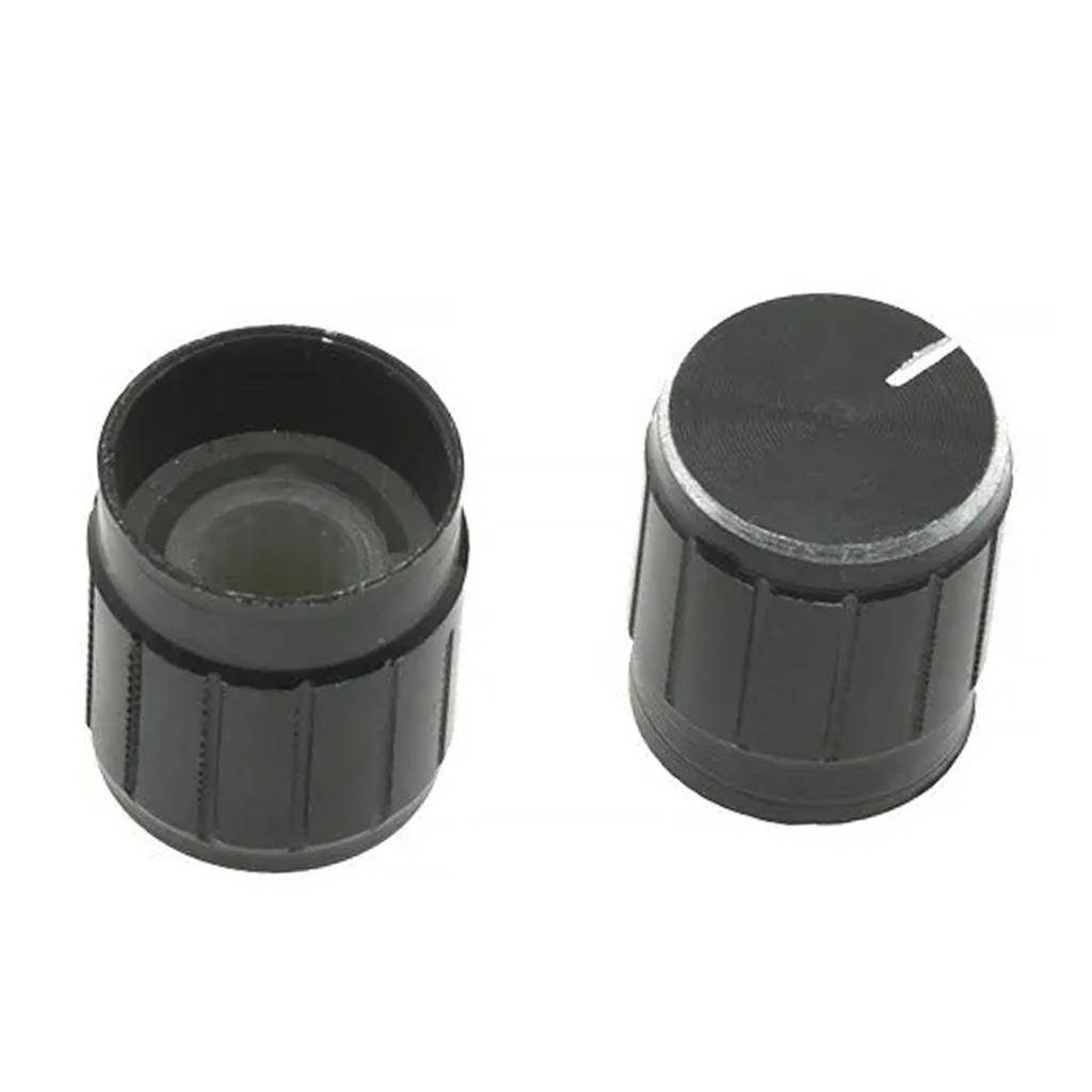 Rosfix Pokrętło Potencjometru 15mm – Aluminium i ABS | Wysokość 17mm | Czarne ze Srebrnym Wskaźnikiem