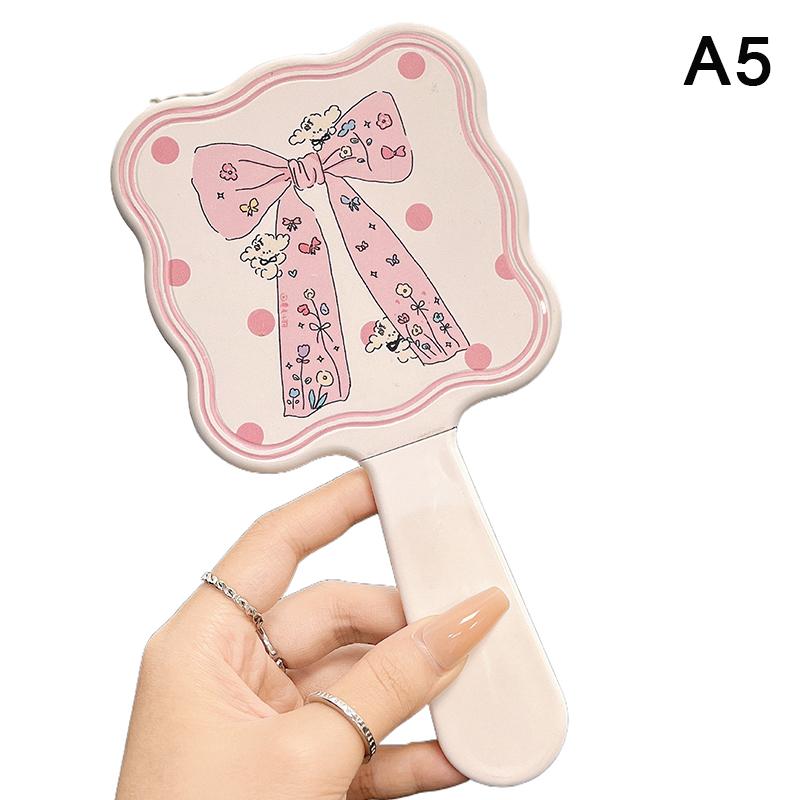 Portable Bow Cute Pink Mirror Comb Handheld Mirror Comb Extracted Integrated Hair Brush Massage Styling Tool Make Up Mirror