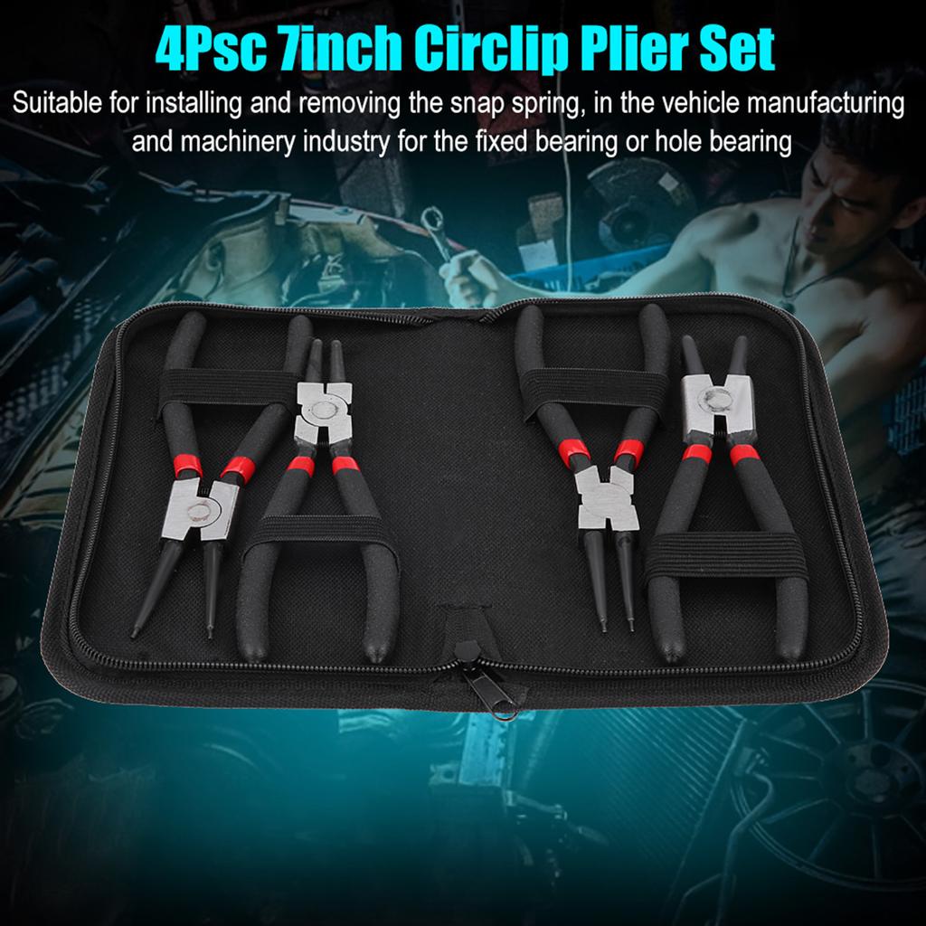 4 buc 7 inch Clește Circlip Intern Extern Cotit Drept Inel de Siguranță Circlip Instrument Clește