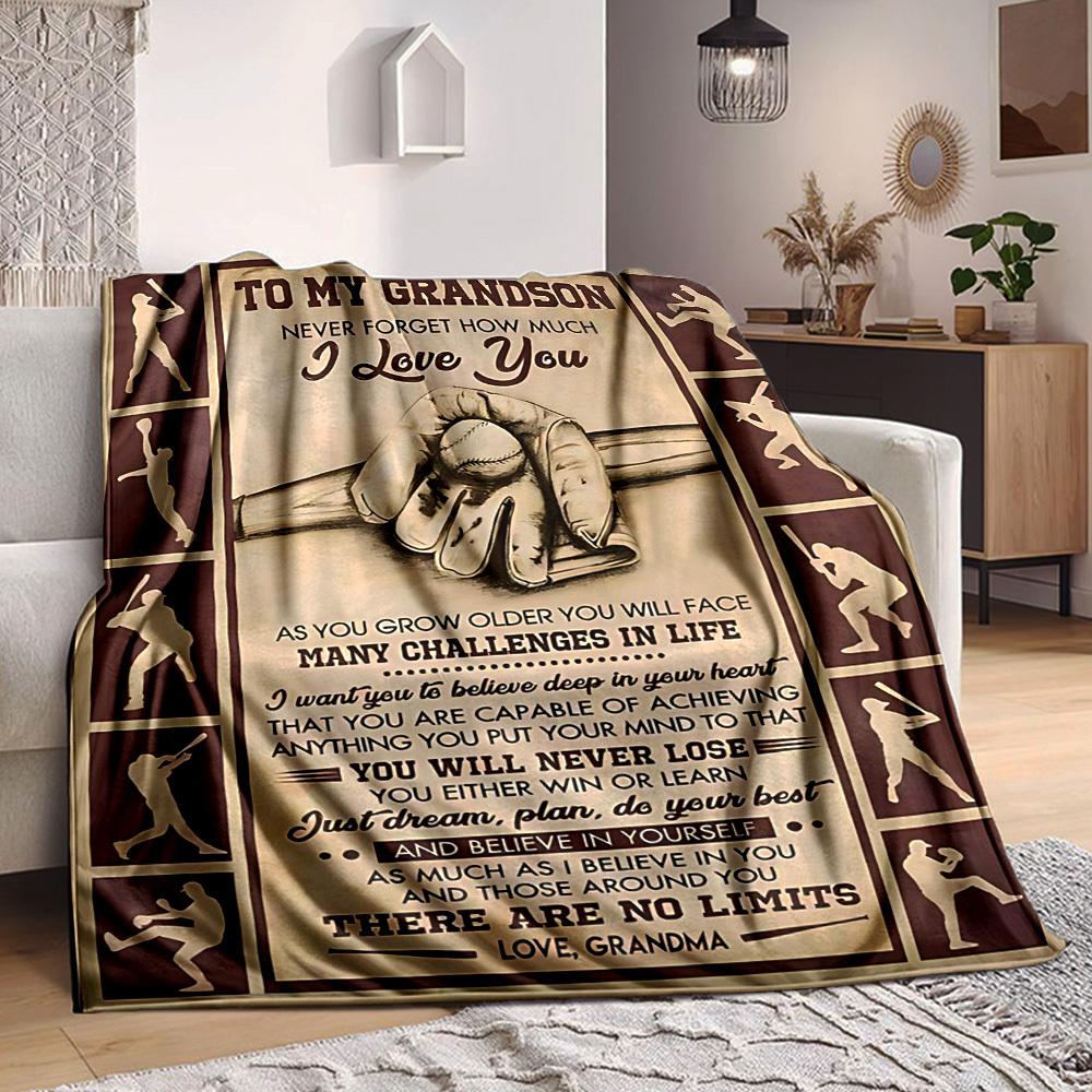 

1pc To Grandson Motivational Quote Blanket - Perfect Gift for Birthdays, Christmas & Halloween- Soft, Warm & Versatile yy250909119 75x90cm
