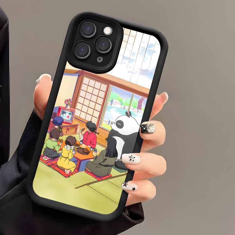 Cartoon R-Ranma 1 2 Phone Case For IPhone 17 Air 16 E 15 14 Plus 13 12 11 Pro Max Black Sky Eye Stepped Protective Case