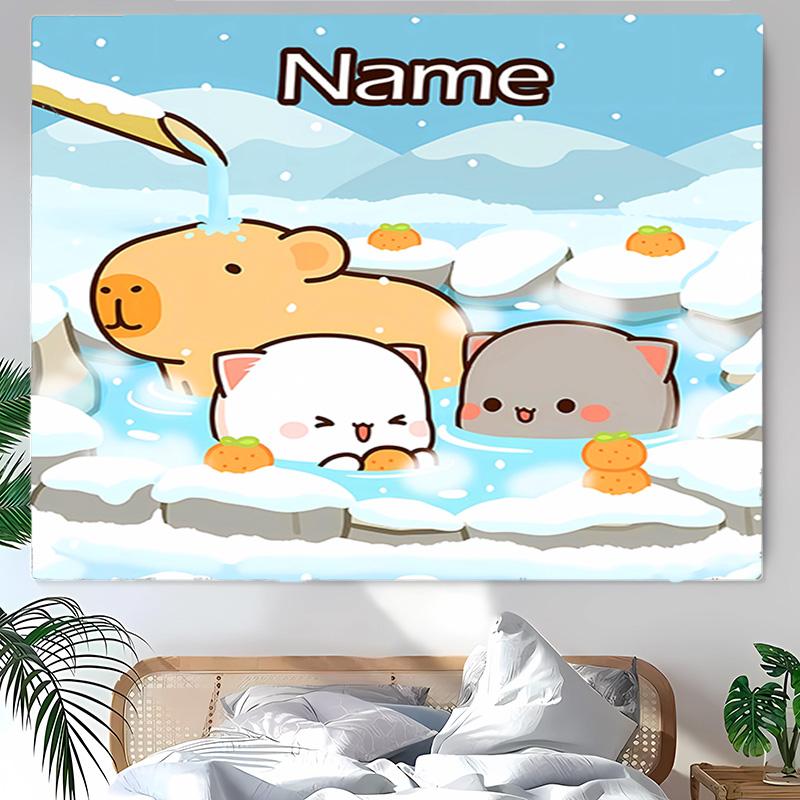 Personalized Bubu Dudu Background Tapestry,Custom Name Birthday Party,Multifunctional Wall Decoration for Home Decor,Various Occasions