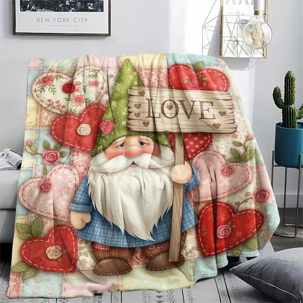 1 ks Flanelová deka s potiskem na Valentýna, Vysoce kvalitní, Pohodlná pro všechna roční období, Domácí dekorace, Perfektní jako dárek k Vánocům nebo narozeninám