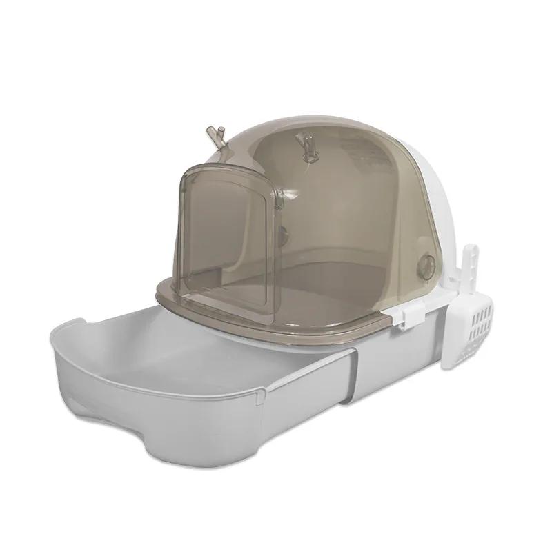 Extra Cat Large Litter Box Fully Enclosed Toilet for Cat Convenient Drawer Cats' Sandbox Visible Cat Crate Transparent