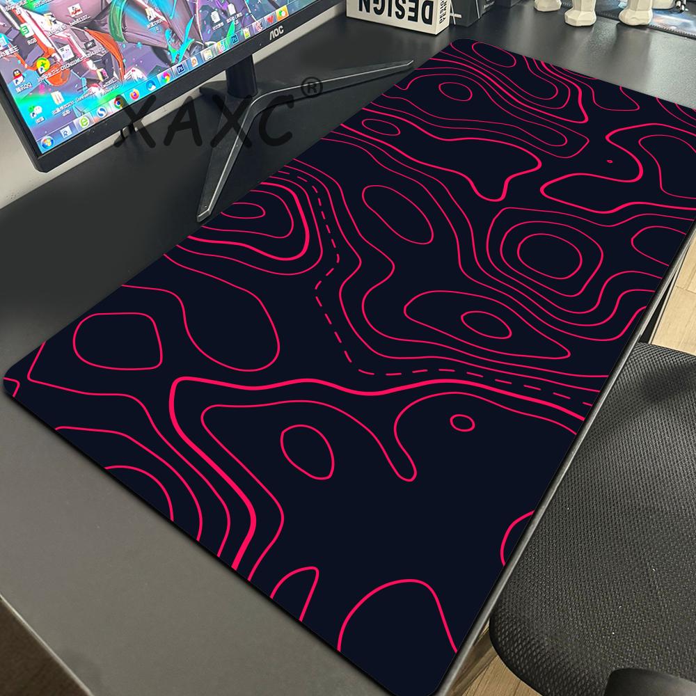 Black White Contour Lines Mouse Pad Gaming XL Home Computer Custom Mousepad X Playmat Mouse Mat Computer