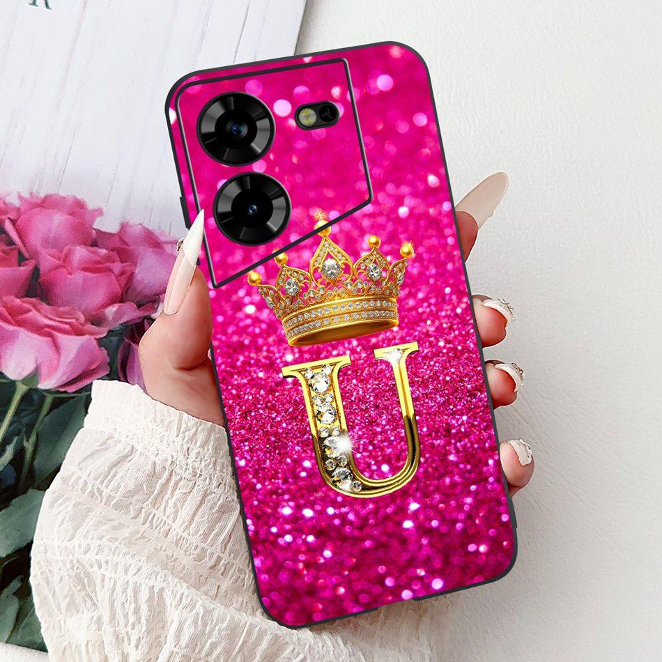 For Tecno Pova 5 LH7n / Pova 5 Pro LH8n Fashion Crown Letter Phone Case For Tecno Pova5 5Pro 5G Black Silicone Soft Cases Bumper