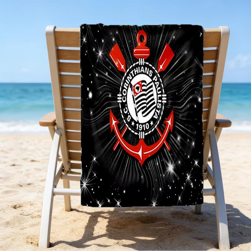 Sport Club Football Crest Printed Beach Towel, Super Soft Microfiber, Perfect Gift Birthday, for Pool, Beach, Travel, for family and friends