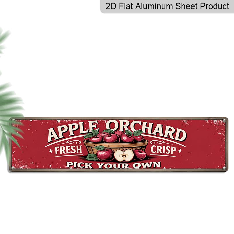 

2D Flat Design, Single Piece, Alumium Decorative Sign and Plaque, Apple Orchard Self-Pick Metal Sign, Picking Theme, Autumn Festival Decoration 40cm x 10cm