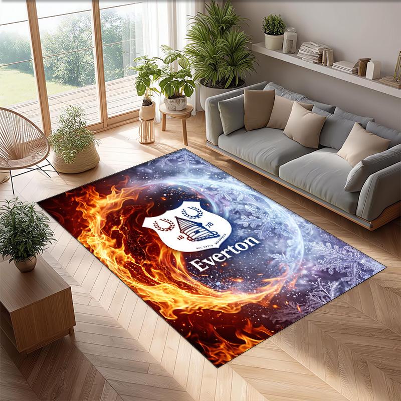 Tappeto in Velluto di Cristallo con Stampa Calcio Everton, Comodo Assorbente d'Acqua Antiscivolo Tappeto per Pavimenti Interni