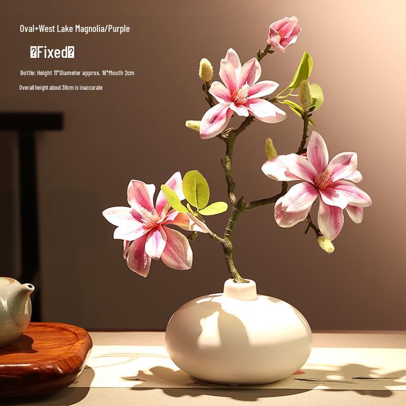 High-End Artificial Silk Magnolia Flower Arrangement - Classical, Elegant Dried Flower Set for Home Decor