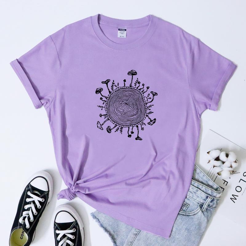 Magic Mushroom Tree Ring Tshirt Aesthetic Unisex Trippy Mushroom Cottagecore Tshirt Vintage Forestcore Cottage Core Top Tee Shir