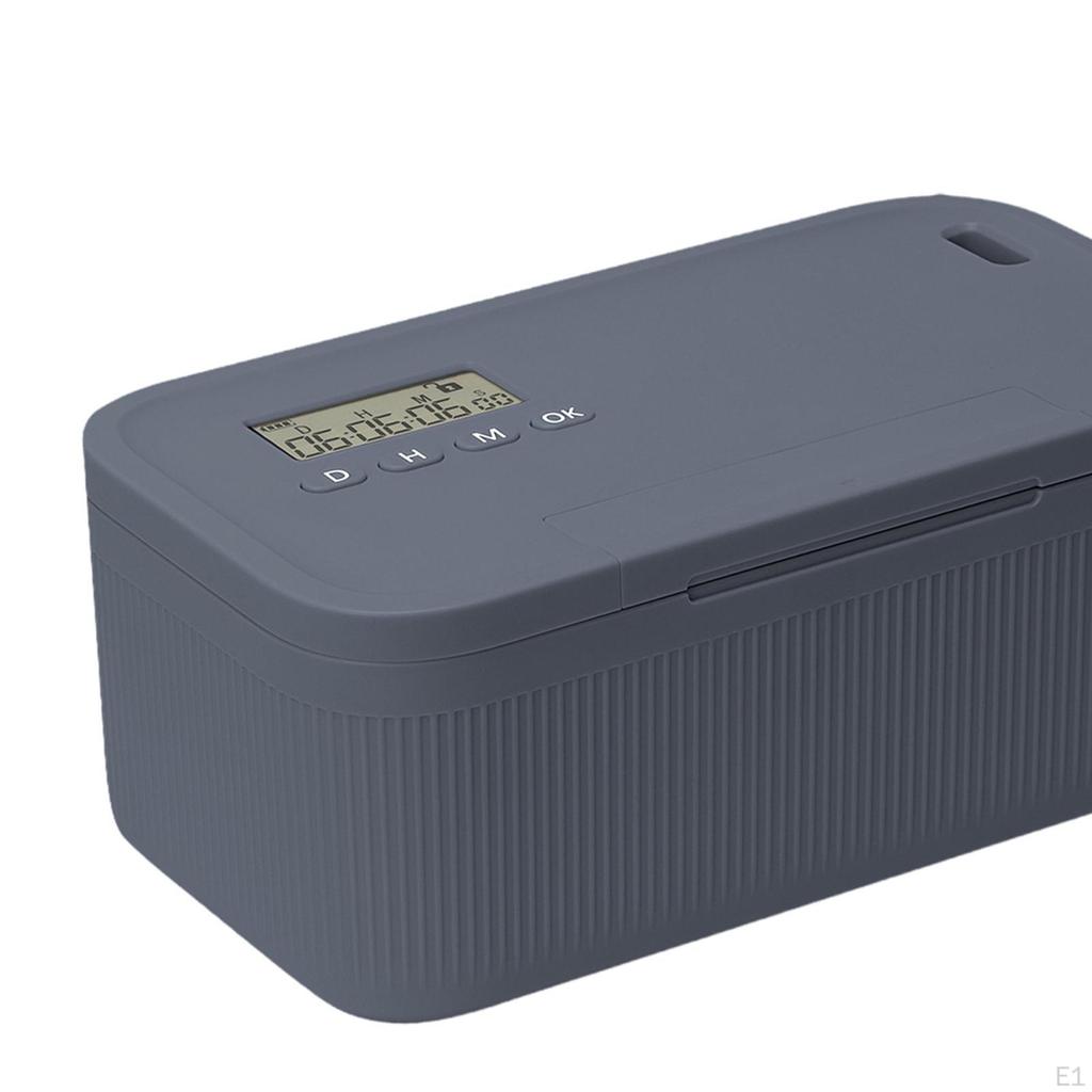 Lockable Storage Box with Lock Timer Portable Locking Container for Snacks Jewelry