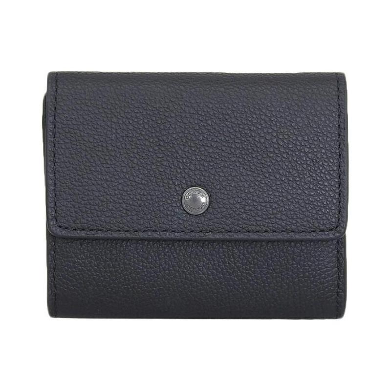 COACH 10 solid color simple leather coin purse men s black чёрный