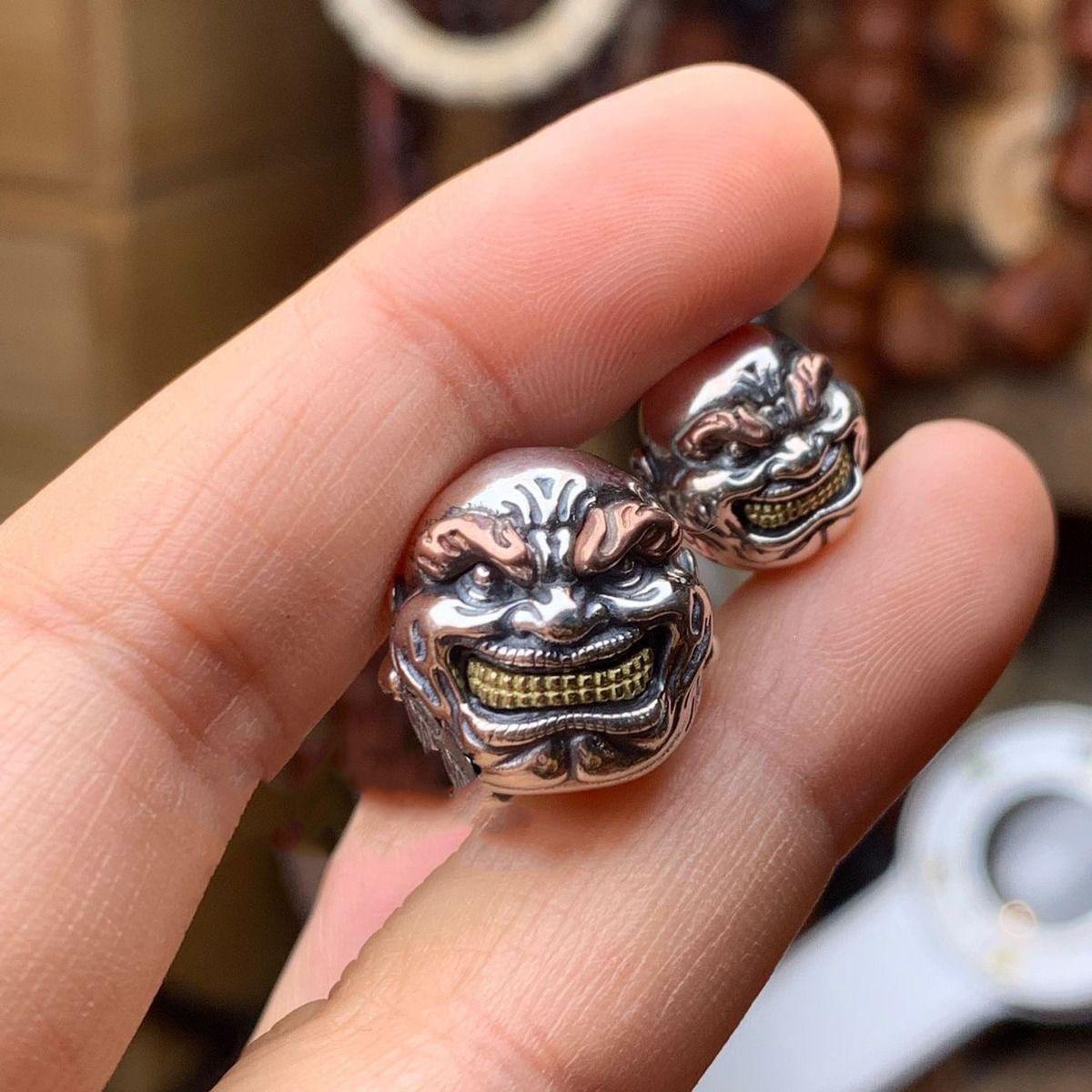 Tibetan Silver Angry Monk 3D DIY Craft Versatile Cultural Accessory