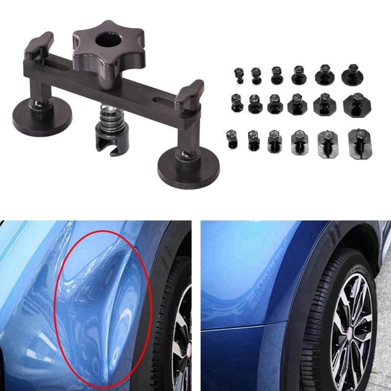 Auto Body Dent Pullers Car Dent Pullers Set with Double Poles Bridge Dent Pullers and 18Pcs Pulling Tabs Repair Dent