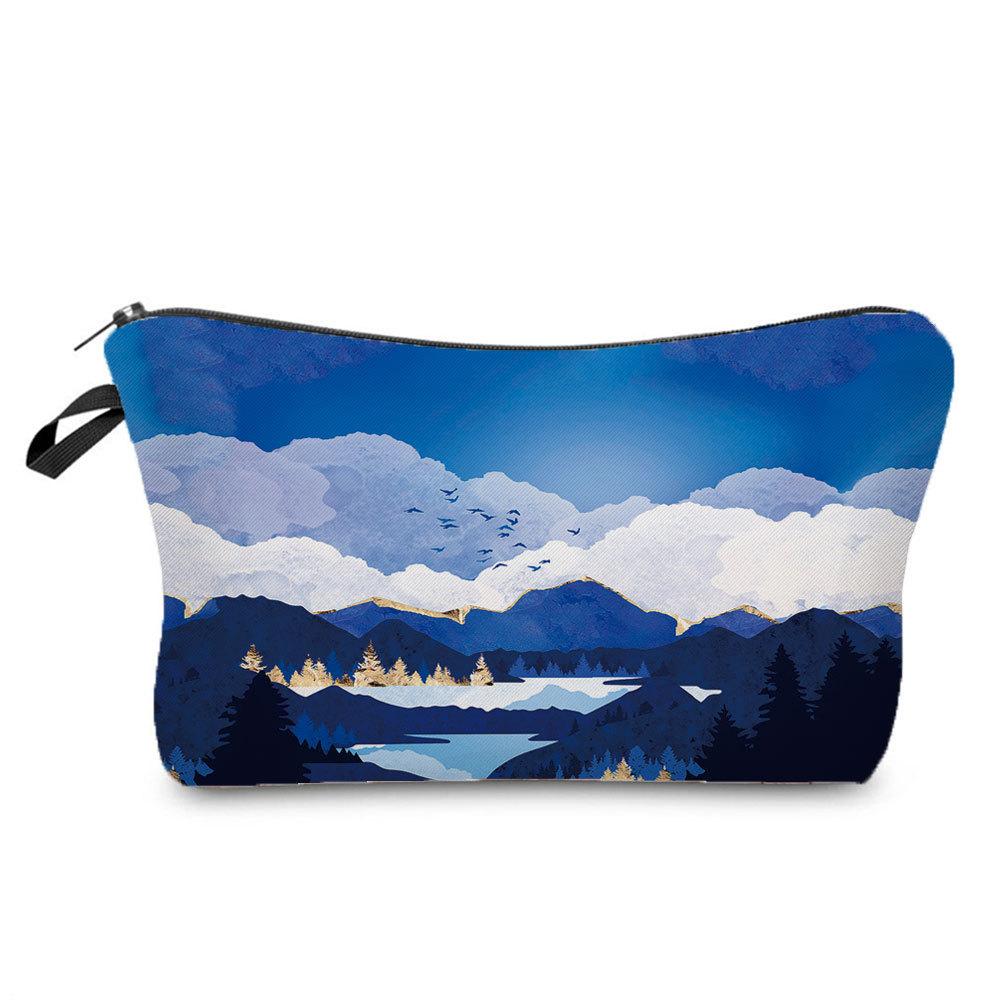 Women Landscape Painting Print Cosmetic Bag Toiletries Organize Travel Storage Case 6672