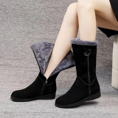 Caldi Stivaletti Chelsea Alti in Pelliccia Scarpe Invernali da Donna Stivaletti Invernali da Donna Chunky a Metà Polpaccio in Peluche da Neve Piatti con ZIP Moda Botas De Mujer