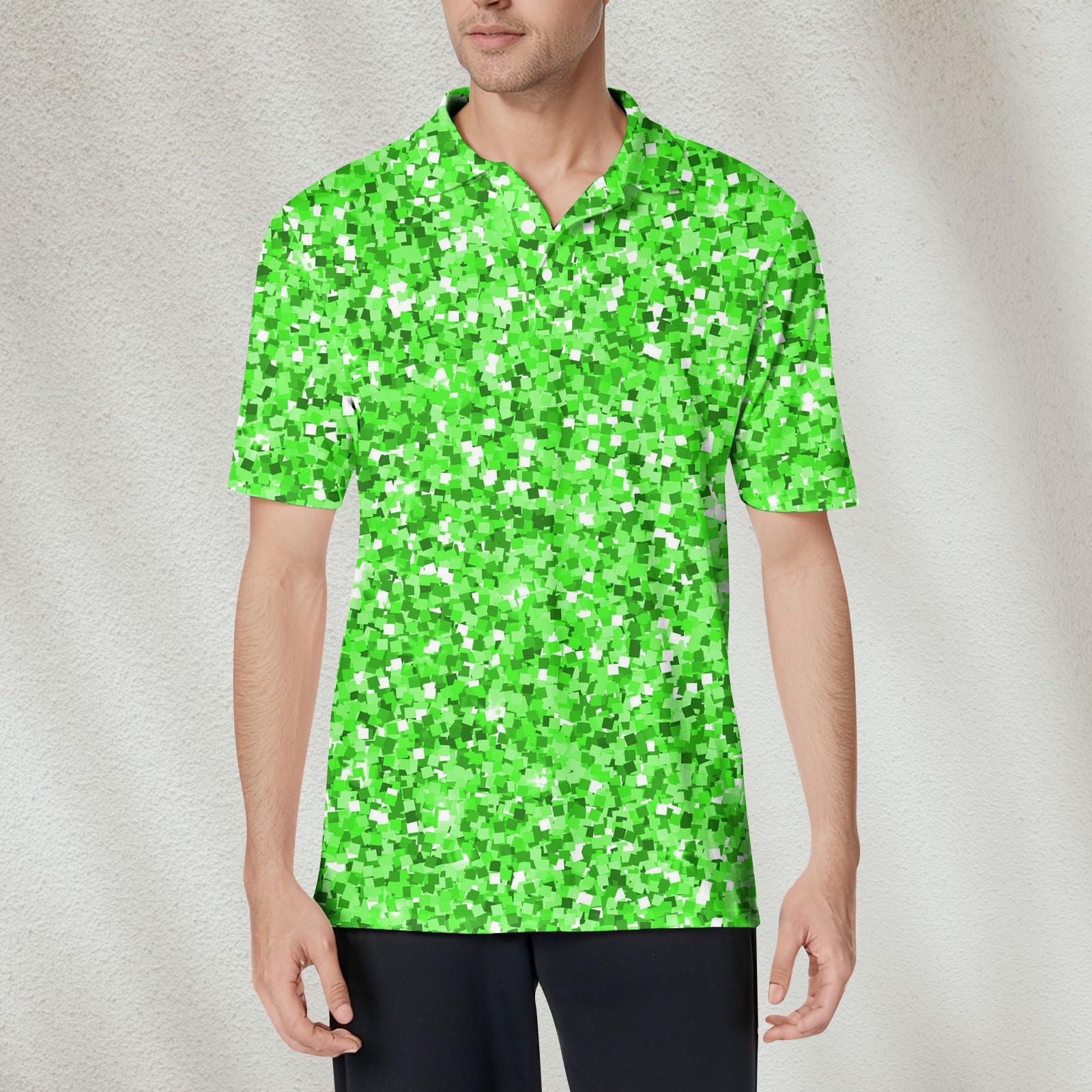 

Men s Fashion Printed Short Sleeve Soft Cotton Collar Shirt XL зелений