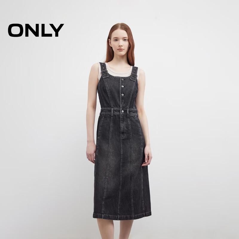 ONLY Women's Lyocell Blend Slit Denim Overall Dress